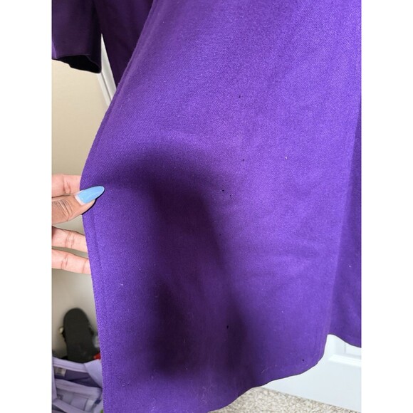 Vintage Art De La Mode Purple Wool Coat Womens Long Made USA 80s - Picture 6 of 14